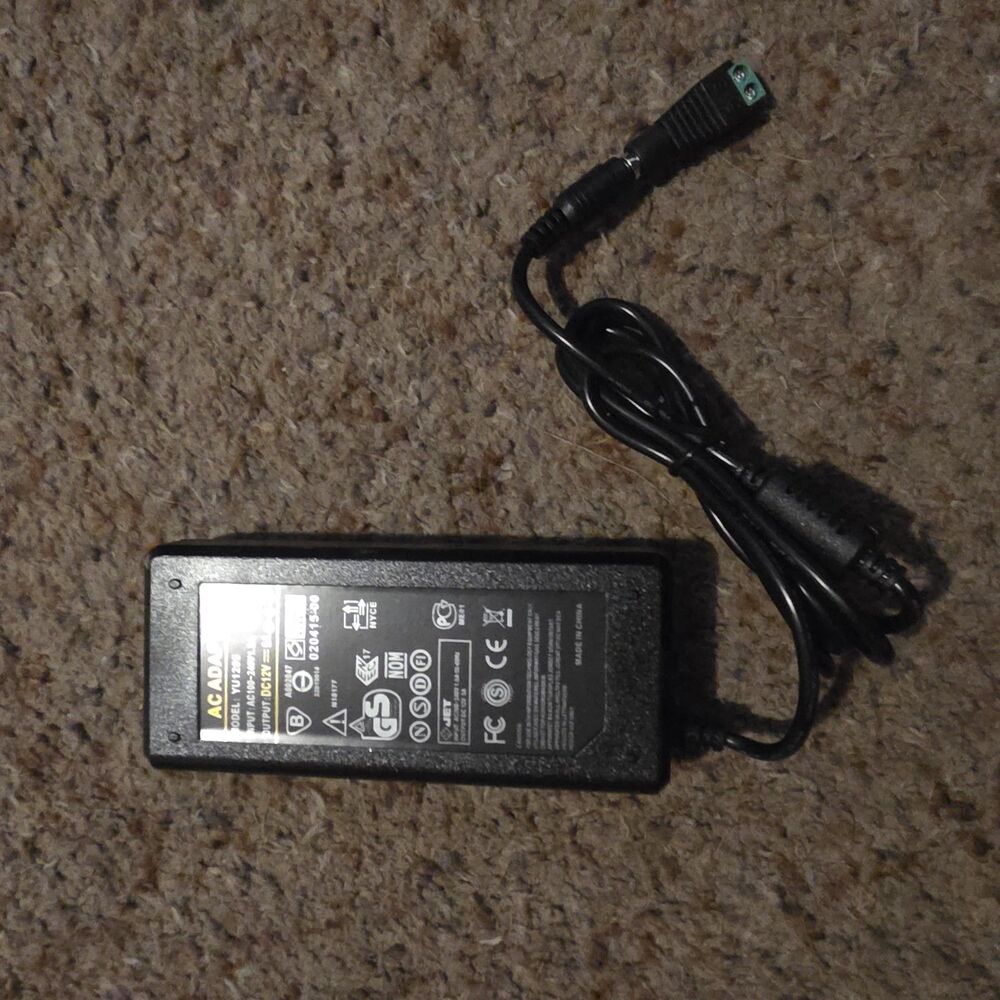 YU1205 AC Adapter 12V 5A Used Working Without Power Cord